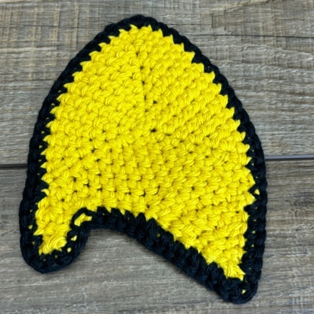 Coasters Star Trek Com Badge Shape Set of 2 Handcrafted Crochet by Seller Cotton
